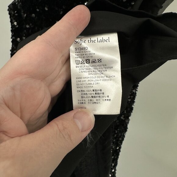 SOFIE THE LABEL dress mini cutout sequins party going out club lbd black M - Picture 10 of 11